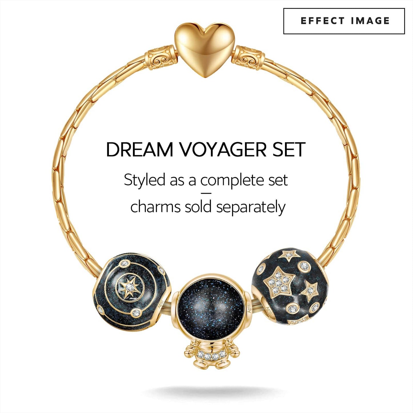Solar System Tarnish-resistant Silver Charms With Enamel In 14K Gold Plated