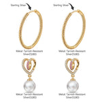 Sentimental Heart Pearl Tarnish-resistant Silver Drop Earrings In 14K Gold Plated