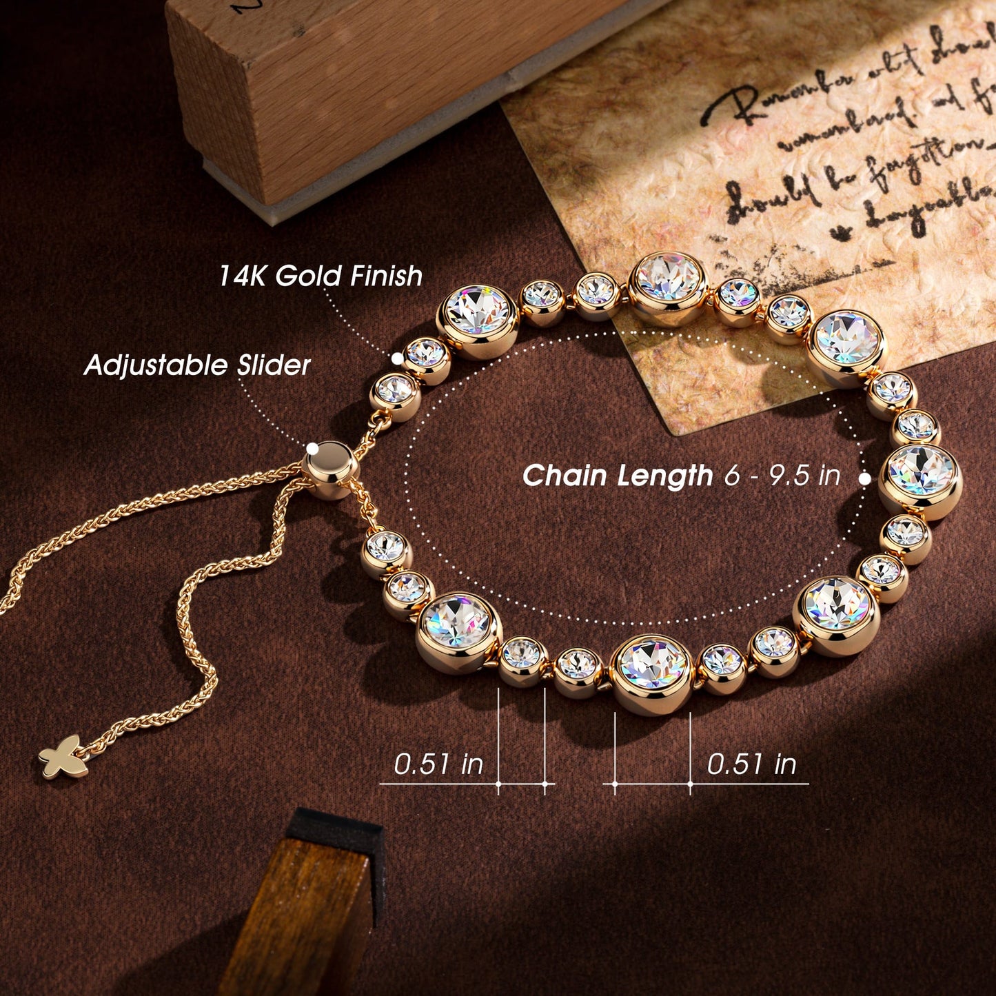 Classic Pave Created with Swarovski® Crystals Tarnish-Resistant Silver Bracelet In 14K Gold Plated