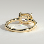 2ct Elongated Cushion Lab-Grown Diamond East-West Claw Solitaire with Bezel Frame Engagement Ring in Solid 14K Yellow Gold (Includes IGI Certification from International Gemological Institute)