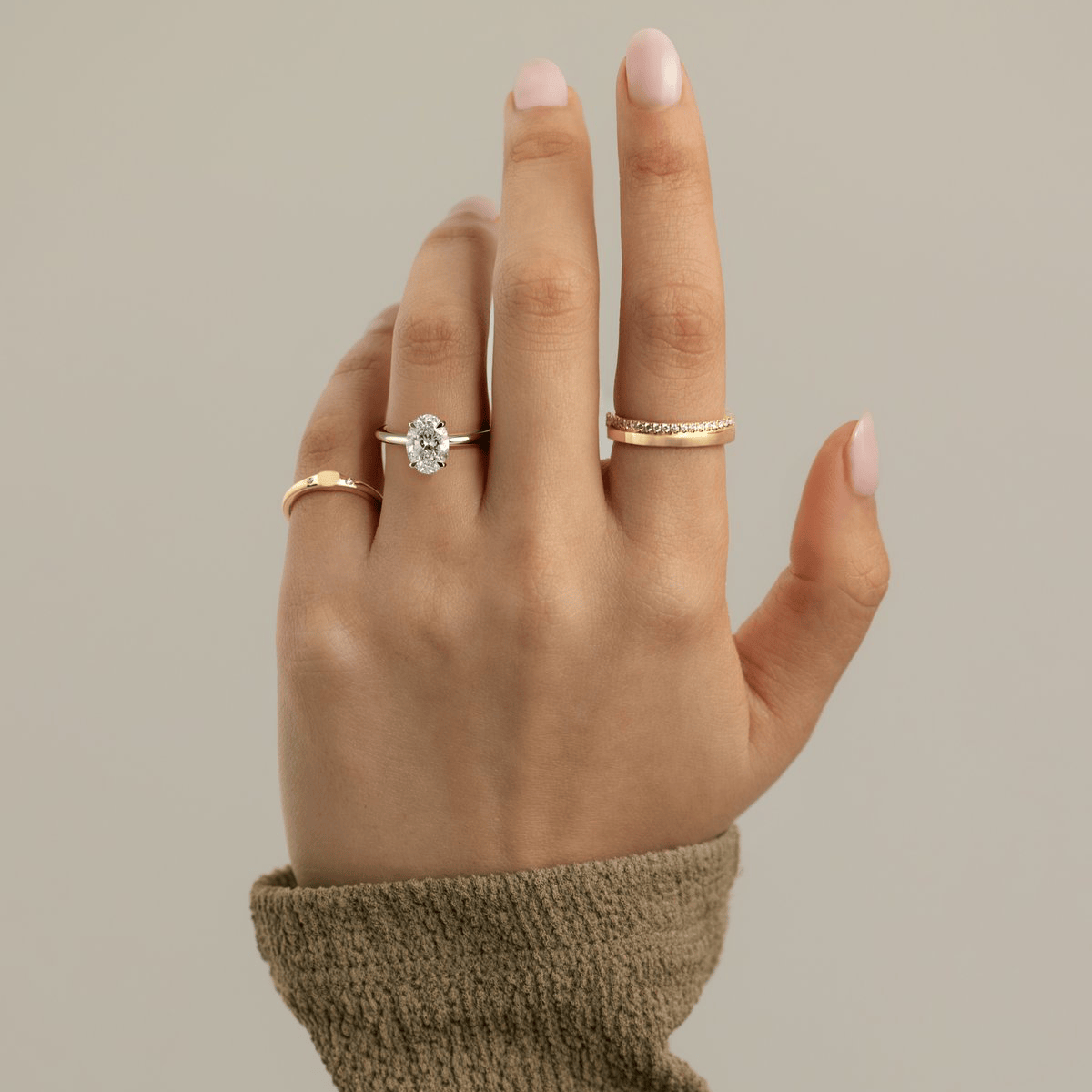 2ct IGI Certified Oval Lab-Grown Diamond Ring with Hidden Halo & Claw Setting Tarnish-resistant Silver In 14K Gold Plated (Includes IGI Certification from International Gemological Institute)