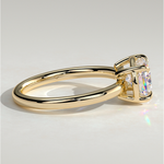 2ct Elongated Cushion Lab-Grown Diamond East-West Claw Solitaire with Bezel Frame Engagement Ring in Solid 14K Yellow Gold (Includes IGI Certification from International Gemological Institute)