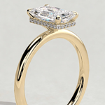 2ct Radiant Lab-Grown Diamond Ring with Wraparound Hidden Halo Claw Setting Tarnish-resistant Silver In 14K Gold Plated (Includes IGI Certification from International Gemological Institute)