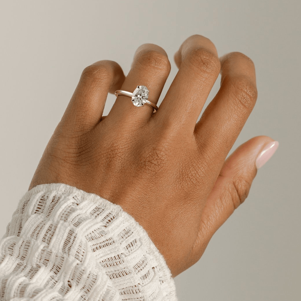 2ct IGI Certified Oval Lab-Grown Diamond Ring with Hidden Halo & Claw Setting Tarnish-resistant Silver In 14K Gold Plated (Includes IGI Certification from International Gemological Institute)