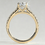 2ct Oval Lab-Grown Diamond Ring with Hidden Halo & Pave Band Cathedral Setting Tarnish-resistant Silver In 14K Gold Plated (Includes IGI Certification from International Gemological Institute)