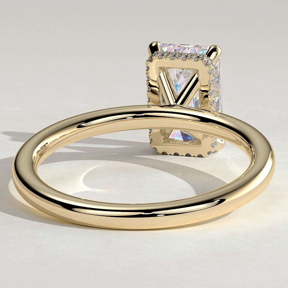 2ct Radiant Lab-Grown Diamond Ring with Wraparound Hidden Halo Claw Setting Tarnish-resistant Silver In 14K Gold Plated (Includes IGI Certification from International Gemological Institute)