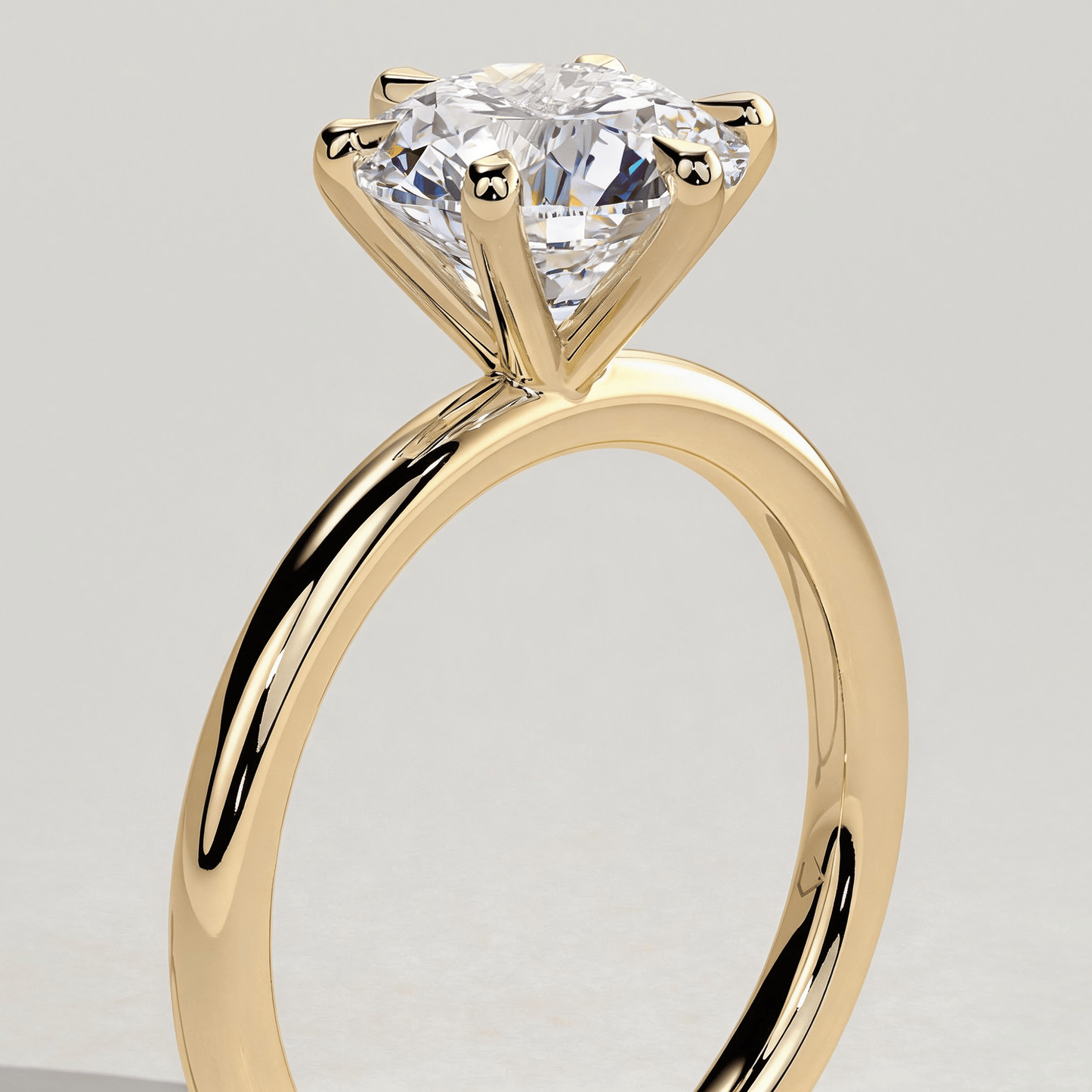 2ct Round Lab-Grown Diamond Solitaire Ring with Claw Setting in Solid 14K Yellow Gold (Includes IGI Certification from International Gemological Institute)