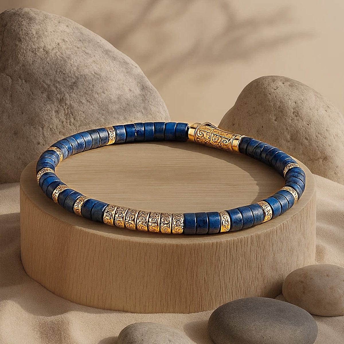 Boundless Loops Natural Lapis Lazuli Bracelet in Tarnish-Resistant Silver with 14K Gold Plating