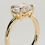 2ct Elongated Cushion Lab-Grown Diamond East-West Claw Solitaire with Bezel Frame Engagement Ring in Solid 14K Yellow Gold (Includes IGI Certification from International Gemological Institute)