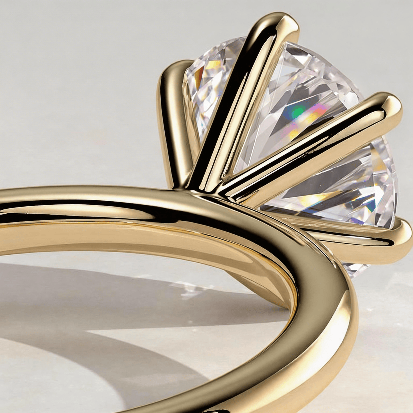 2ct Round Lab-Grown Diamond Solitaire Ring with Claw Setting Tarnish-resistant Silver In 14K Gold Plated (Includes IGI Certification from International Gemological Institute)
