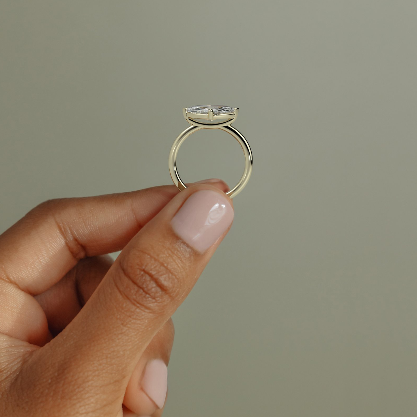 2ct Marquise Lab-Grown Diamond East-West Claw Solitaire with Raised Basket Gallery Engagement Ring Tarnish-resistant Silver In 14K Gold Plated (Includes IGI Certification from International Gemological Institute)