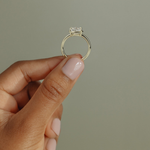 2ct Elongated Cushion Lab-Grown Diamond East-West Claw Solitaire with Bezel Frame Engagement Ring in Solid 14K Yellow Gold (Includes IGI Certification from International Gemological Institute)