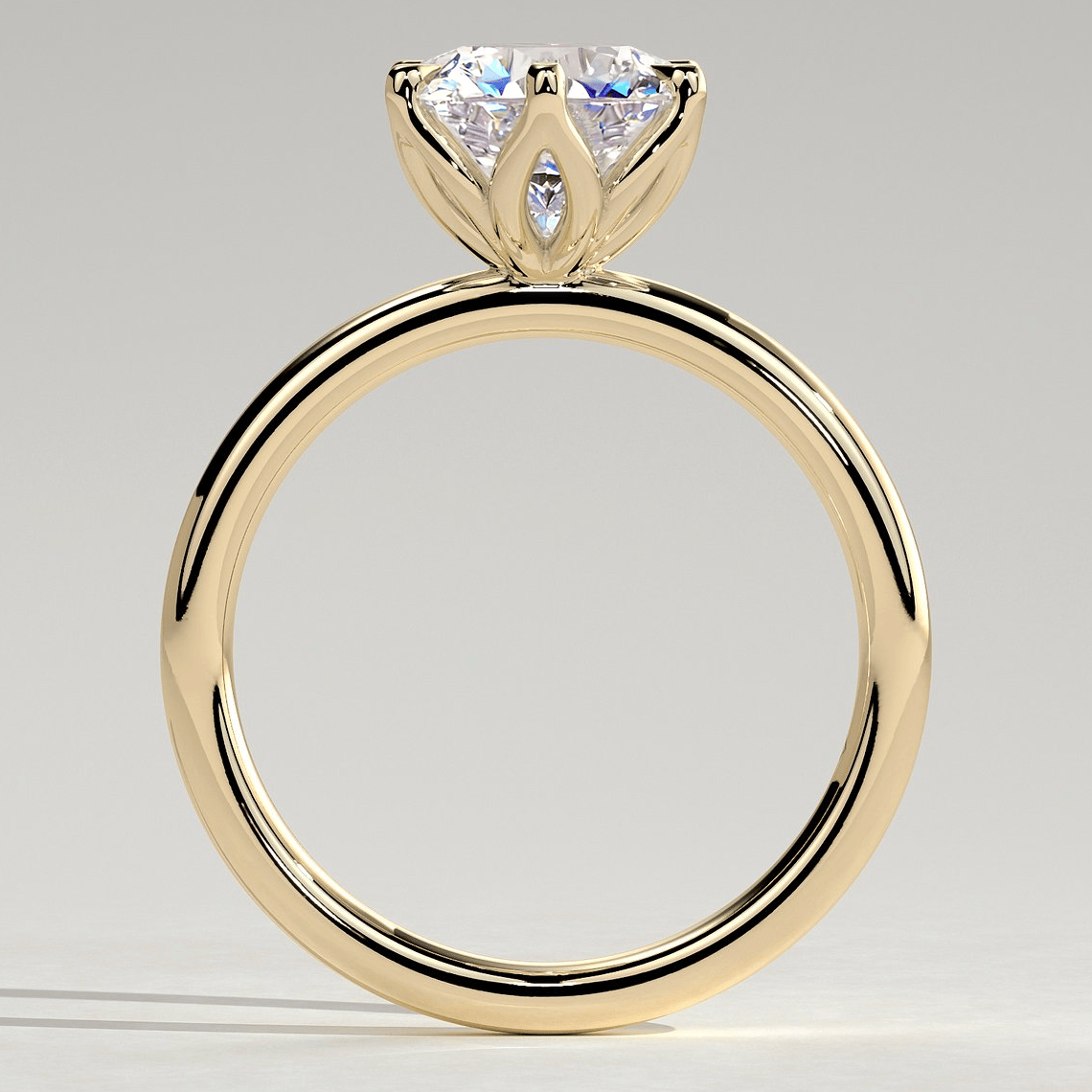 2ct Round Lab-Grown Diamond Solitaire Ring with Petal Gallery Claw Setting Tarnish-resistant Silver In 14K Gold Plated (Includes IGI Certification from International Gemological Institute)