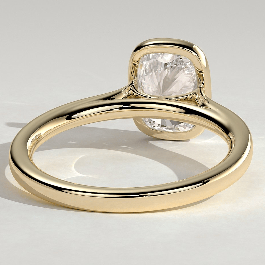2ct Elongated Cushion Lab-Grown Diamond Ring with Bezel Setting Cathedral Setting Tarnish-resistant Silver In 14K Gold Plated (Includes IGI Certification from International Gemological Institute)