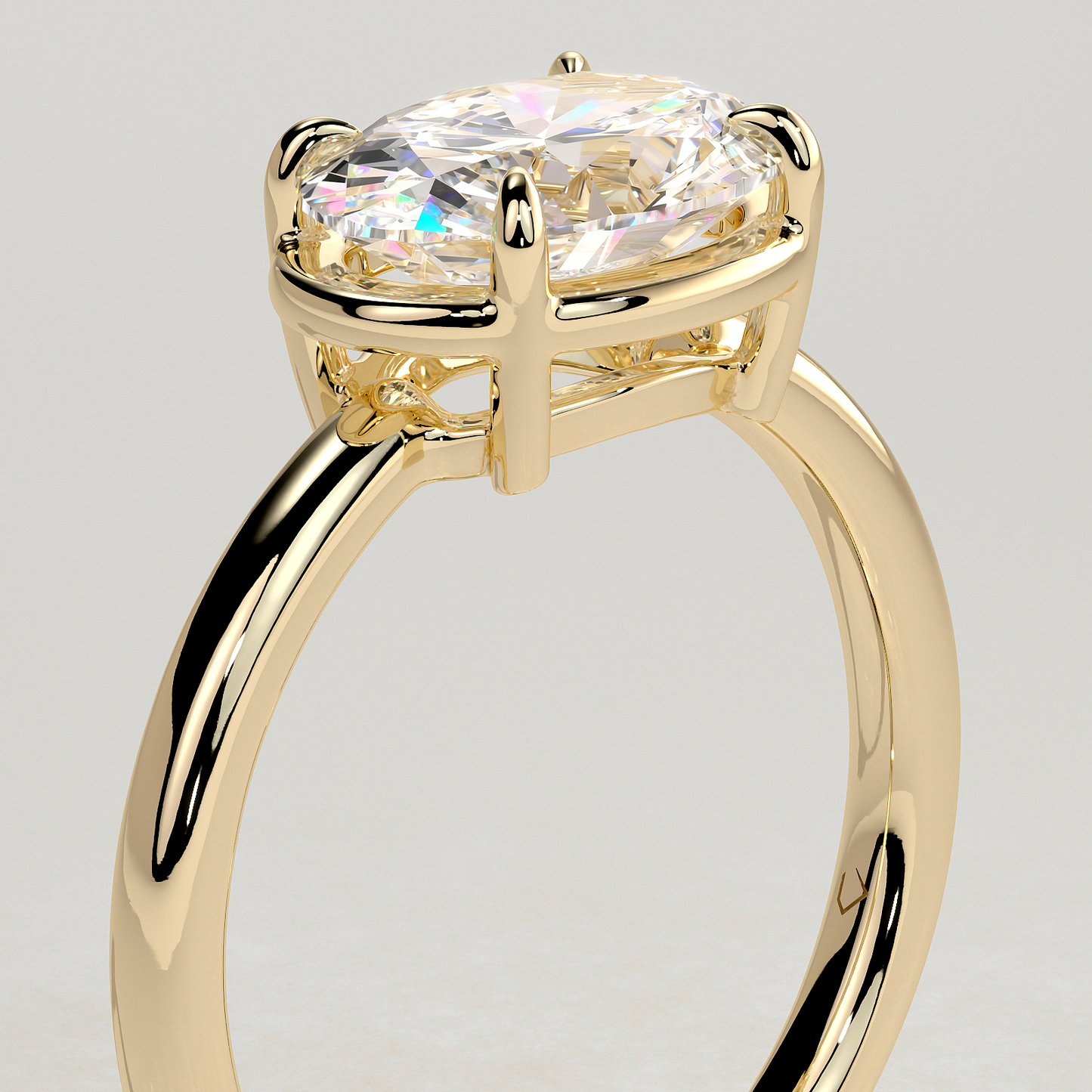 2ct Oval Lab-Grown Diamond East-West Claw Solitaire with Bezel Frame Engagement Ring in Solid 14K Yellow Gold (Includes IGI Certification from International Gemological Institute)