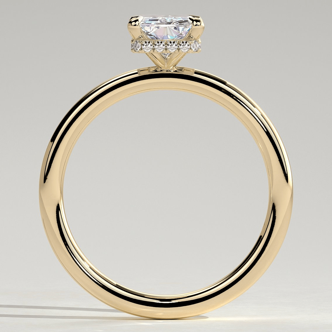 2ct Radiant Lab-Grown Diamond Ring with Wraparound Hidden Halo Claw Setting Tarnish-resistant Silver In 14K Gold Plated (Includes IGI Certification from International Gemological Institute)