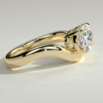 2ct Oval Lab-Grown Diamond East-West Claw Solitaire with Wave Band Engagement Ring Tarnish-resistant Silver In 14K Gold Plated (Includes IGI Certification from International Gemological Institute)