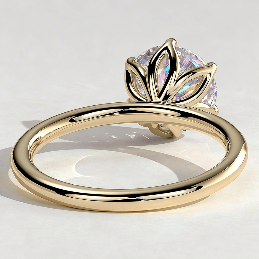 2ct Round Lab-Grown Diamond Solitaire Ring with Petal Gallery Claw Setting Tarnish-resistant Silver In 14K Gold Plated (Includes IGI Certification from International Gemological Institute)