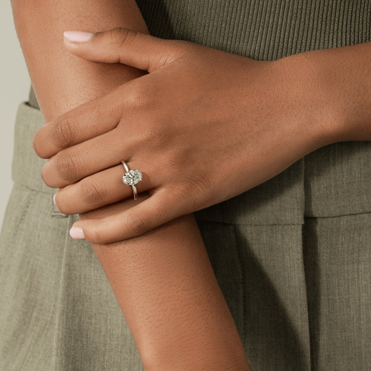 2ct IGI Certified Oval Lab-Grown Diamond Ring with Hidden Halo & Claw Setting Tarnish-resistant Silver In 14K Gold Plated (Includes IGI Certification from International Gemological Institute)
