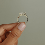 2ct Marquise Lab-Grown Diamond Ring in East-West Setting with Wave Band Claw Setting Tarnish-resistant Silver In 14K Gold Plated (Includes IGI Certification from International Gemological Institute)