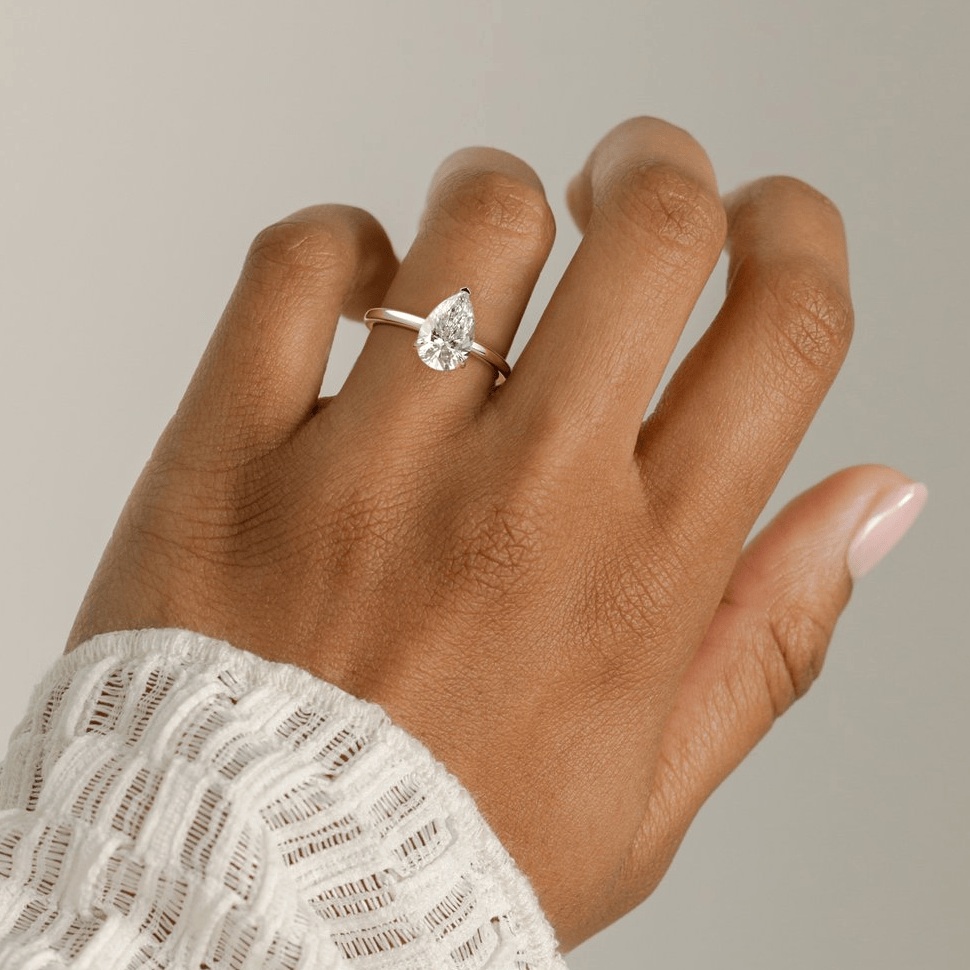 2ct Pear Lab-Grown Diamond Solitaire Ring with Claw Setting Tarnish-resistant Silver In 14K Gold Plated (Includes IGI Certification from International Gemological Institute)