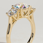 2ct Round Lab-Grown Diamond Three-Stone Ring with Round Accent Stones (Moissanite) Trellis Gallery ¡¤ Claw Setting ¡¤ Tarnish-resistant Silver In 14K Gold Plated (Includes IGI Certification from International Gemological Institute)