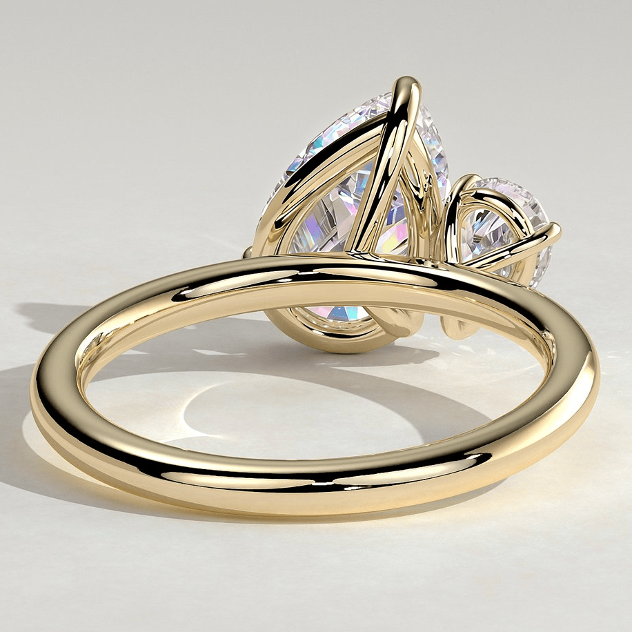 Toi et Moi Pear Lab-Grown Diamond Ring 2.0ct & 1.0ct Pear Dual Stones ¡¤ Claw Setting Tarnish-resistant Silver In 14K Gold Plated (Includes IGI Certification from International Gemological Institute)