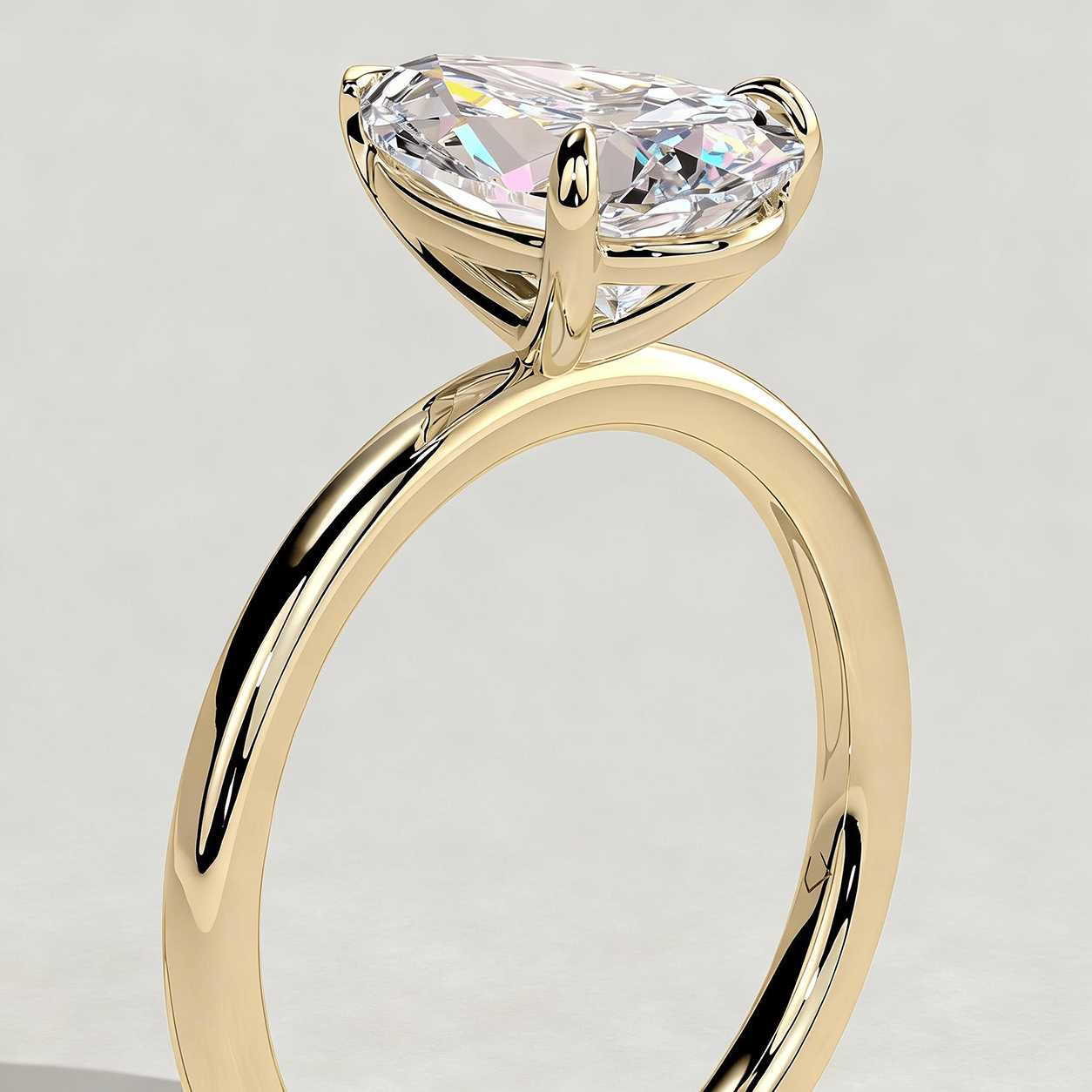 2ct Pear Lab-Grown Diamond Solitaire Ring with Claw Setting Tarnish-resistant Silver In 14K Gold Plated (Includes IGI Certification from International Gemological Institute)