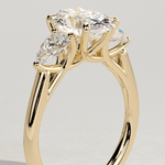 2ct Oval Lab-Grown Diamond Three-Stone Ring with Pear Accent Stones (Moissanite) Open Trellis Gallery Claw Setting Tarnish-resistant Silver In 14K Gold Plated (Includes IGI Certification from International Gemological Institute)