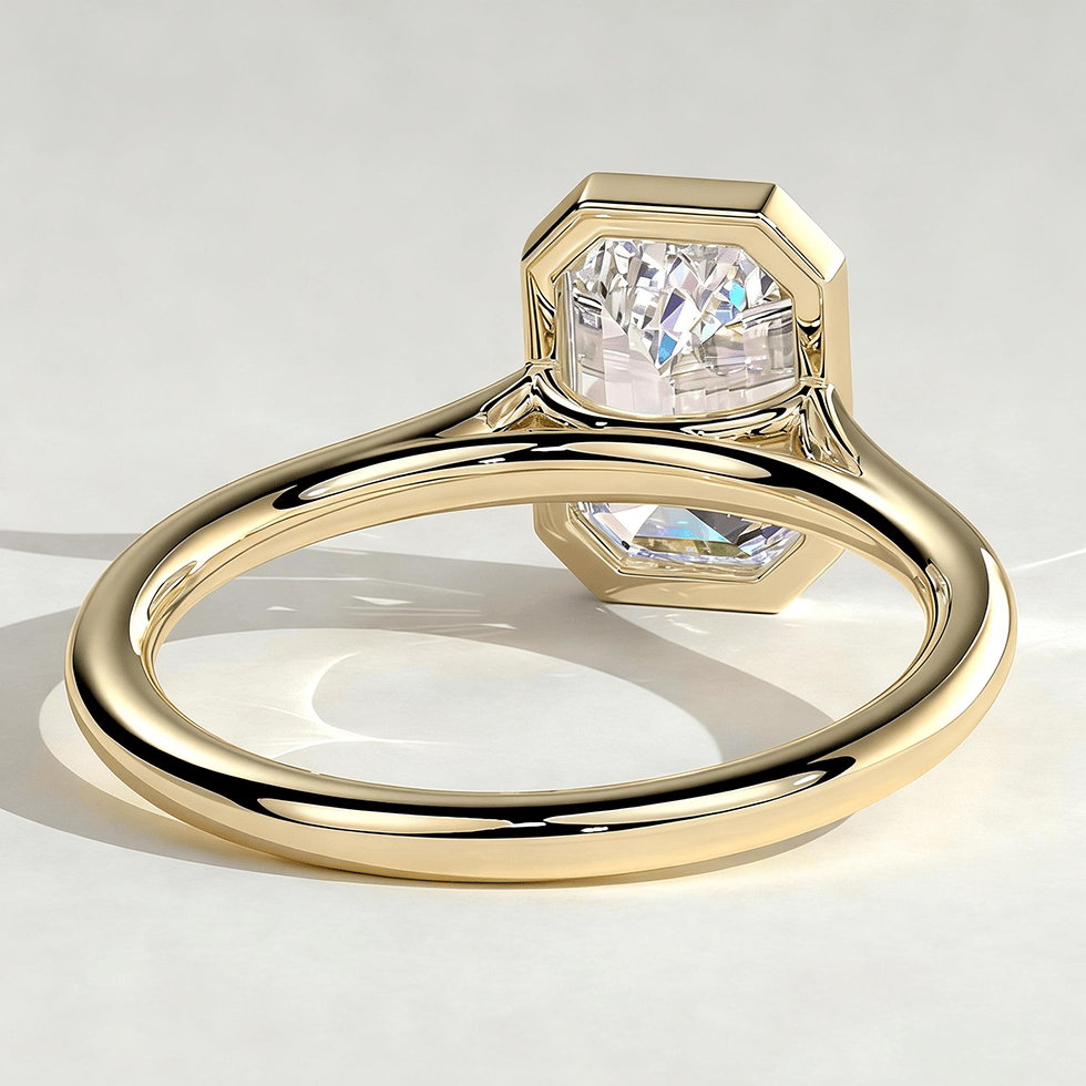 2ct Emerald-Cut Lab-Grown Diamond Ring with Bezel Setting Tarnish-resistant Silver In 14K Gold Plated (Includes IGI Certification from International Gemological Institute）