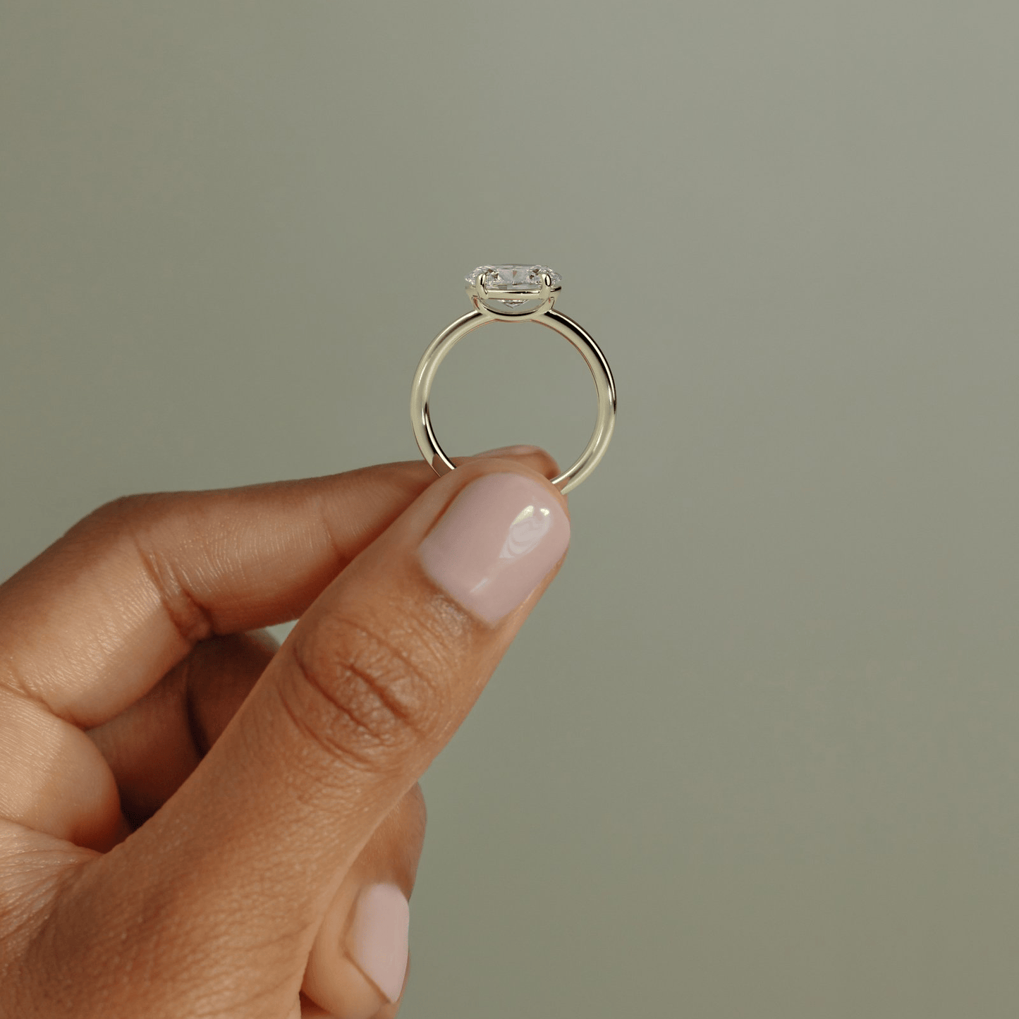 2ct Oval Lab-Grown Diamond East-West Claw Solitaire with Raised Basket Gallery Engagement Ring in Solid 14K Yellow Gold (Includes IGI Certification from International Gemological Institute)