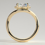 2ct Oval Lab-Grown Diamond East-West Claw Solitaire with Wave Band Engagement Ring Tarnish-resistant Silver In 14K Gold Plated (Includes IGI Certification from International Gemological Institute)