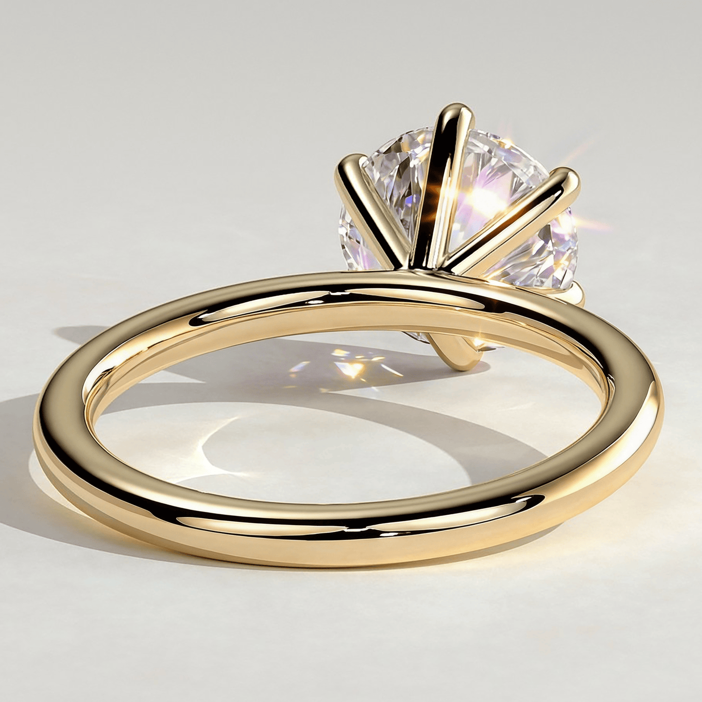 2ct Round Lab-Grown Diamond Solitaire Ring with Claw Setting in Solid 14K Yellow Gold (Includes IGI Certification from International Gemological Institute)