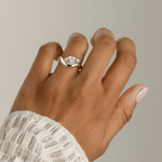 2ct Marquise Lab-Grown Diamond Ring in East-West Setting with Wave Band Claw Setting Tarnish-resistant Silver In 14K Gold Plated (Includes IGI Certification from International Gemological Institute)