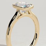 2ct Elongated Cushion Lab-Grown Diamond Ring with Bezel Setting Cathedral Setting Tarnish-resistant Silver In 14K Gold Plated (Includes IGI Certification from International Gemological Institute)