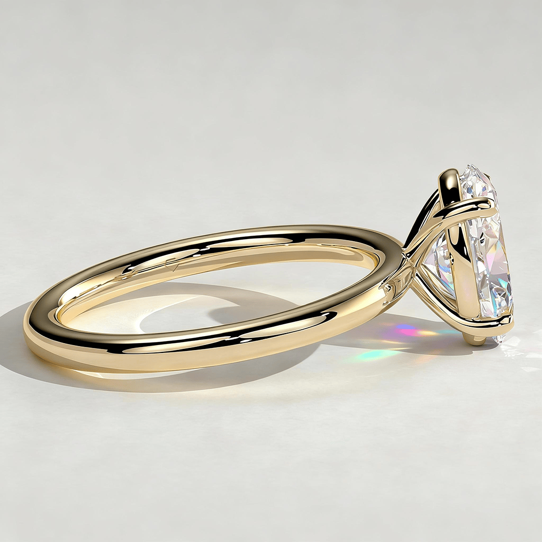 LIMITED-TIME SALE $399.99 | 2ct Oval Lab-Grown Diamond Solitaire Ring with Claw Setting Tarnish-resistant Silver In 14K Gold Plated (Includes IGI Certification from International Gemological Institute）