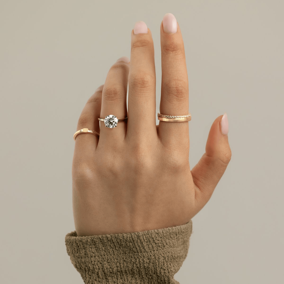 2ct Round Lab-Grown Diamond Ring with Hidden Halo Cathedral Setting Tarnish-resistant Silver In 14K Gold Plated (Includes IGI Certification from International Gemological Institute)