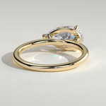 2ct Pear Lab-Grown Diamond East-West Claw Solitaire with Raised Basket Gallery Engagement Ring in Solid 14K Yellow Gold (Includes IGI Certification from International Gemological Institute)