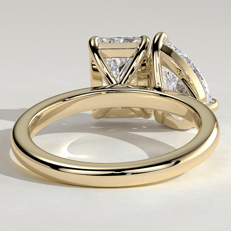 Toi et Moi Radiant & Pear Lab-Grown Diamond Ring 1.5ct & 1.0ct Dual Stones Claw Setting Tarnish-resistant Silver In 14K Gold Plated (Includes IGI Certification from International Gemological Institute)