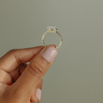 2ct Oval Lab-Grown Diamond East-West Claw Solitaire with Bezel Frame Engagement Ring in Solid 14K Yellow Gold (Includes IGI Certification from International Gemological Institute)