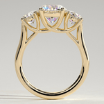 2ct Round Lab-Grown Diamond Three-Stone Ring with Round Accent Stones (Moissanite) Trellis Gallery ¡¤ Claw Setting ¡¤ Tarnish-resistant Silver In 14K Gold Plated (Includes IGI Certification from International Gemological Institute)