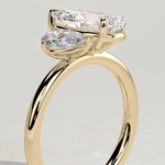 Toi et Moi Pear Lab-Grown Diamond Ring 2.0ct & 1.0ct Pear Dual Stones ¡¤ Claw Setting Tarnish-resistant Silver In 14K Gold Plated (Includes IGI Certification from International Gemological Institute)