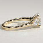 2ct Oval Lab-Grown Diamond Three-Stone Ring with Pear Accent Stones (Moissanite) Open Trellis Gallery Claw Setting Tarnish-resistant Silver In 14K Gold Plated (Includes IGI Certification from International Gemological Institute)