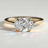 2ct Oval Lab-Grown Diamond East-West Claw Solitaire with Raised Basket Gallery Engagement Ring in Solid 14K Yellow Gold (Includes IGI Certification from International Gemological Institute)