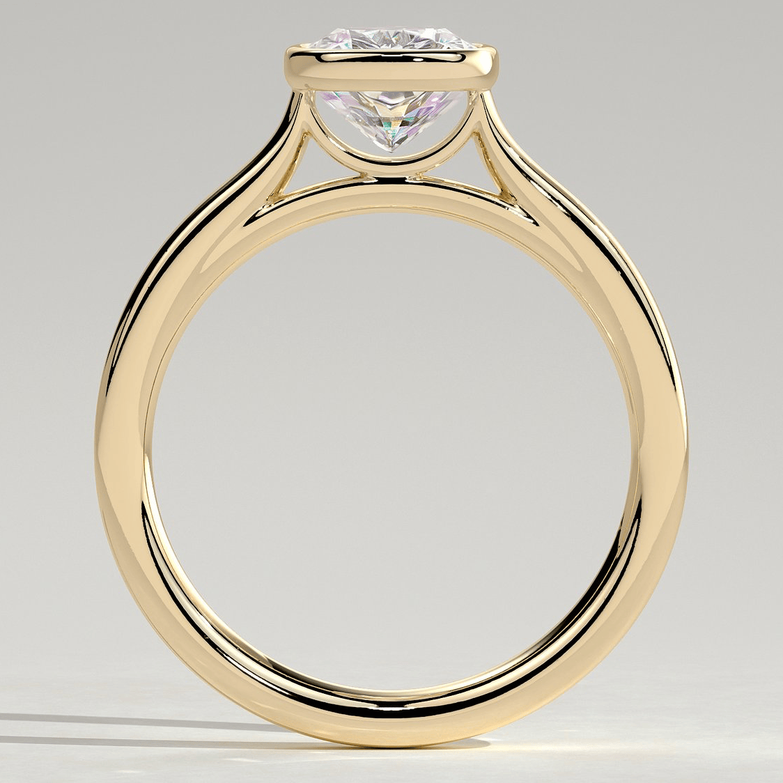 2ct Elongated Cushion Lab-Grown Diamond Ring with Bezel Setting Cathedral Setting Tarnish-resistant Silver In 14K Gold Plated (Includes IGI Certification from International Gemological Institute)