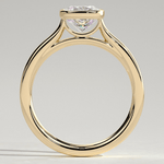 2ct Elongated Cushion Lab-Grown Diamond Ring with Bezel Setting Cathedral Setting Tarnish-resistant Silver In 14K Gold Plated (Includes IGI Certification from International Gemological Institute)