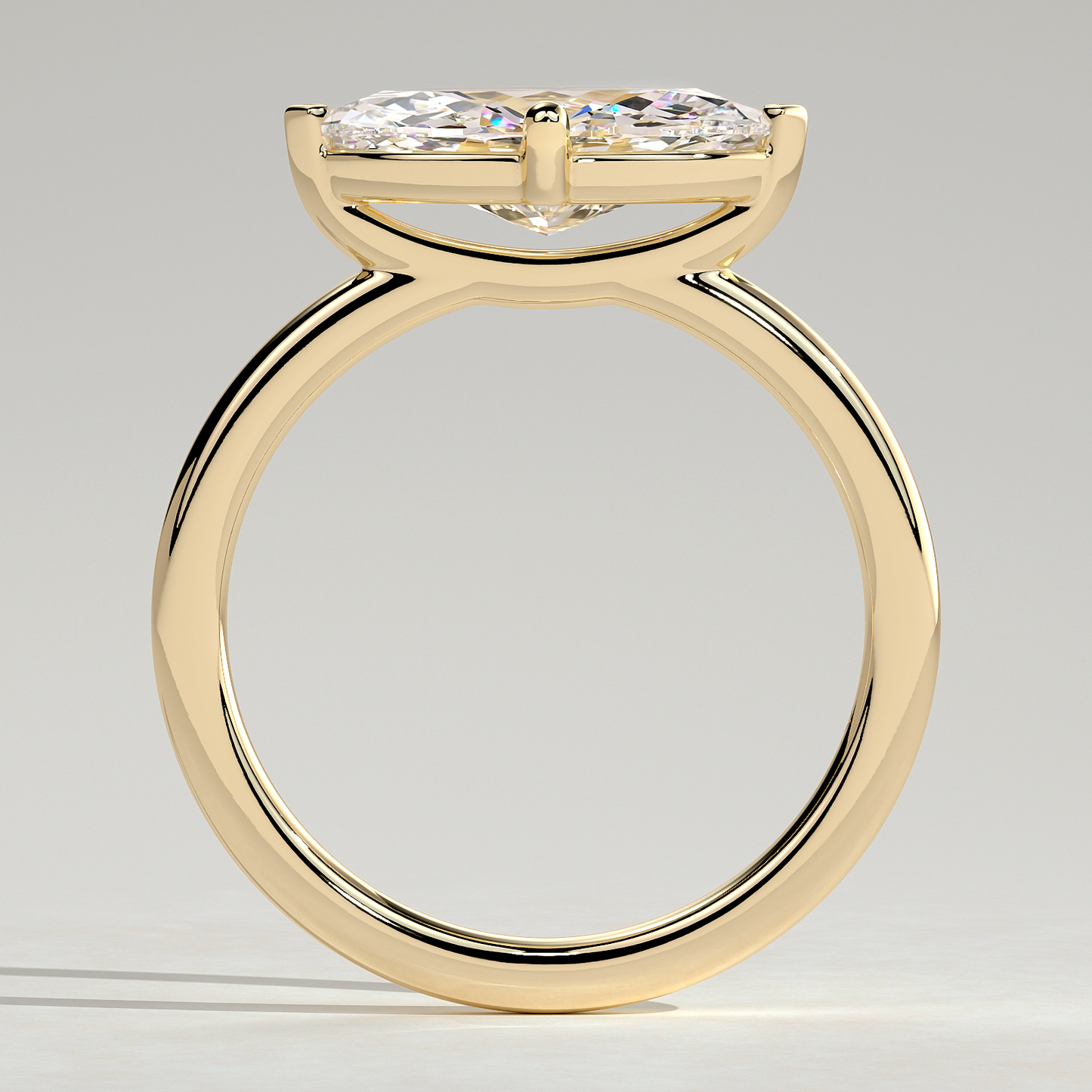 2ct Marquise Lab-Grown Diamond East-West Claw Solitaire with Raised Basket Gallery Engagement Ring Tarnish-resistant Silver In 14K Gold Plated (Includes IGI Certification from International Gemological Institute)