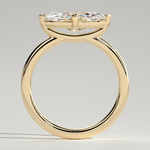 2ct Marquise Lab-Grown Diamond East-West Claw Solitaire with Raised Basket Gallery Engagement Ring Tarnish-resistant Silver In 14K Gold Plated (Includes IGI Certification from International Gemological Institute)