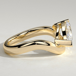 2ct Marquise Lab-Grown Diamond Ring in East-West Setting with Wave Band Claw Setting Tarnish-resistant Silver In 14K Gold Plated (Includes IGI Certification from International Gemological Institute)