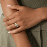 2ct Marquise Lab-Grown Diamond Ring in East-West Setting with Wave Band Claw Setting Tarnish-resistant Silver In 14K Gold Plated (Includes IGI Certification from International Gemological Institute)